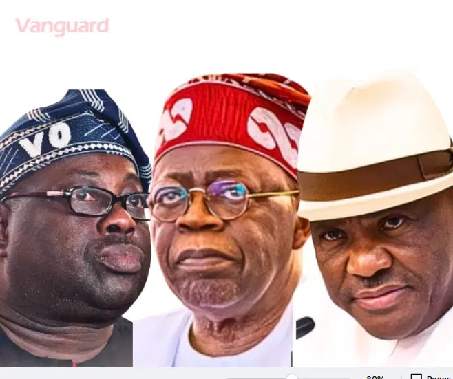 image of Dele Momodu, Tinubu and Nyesom Wike